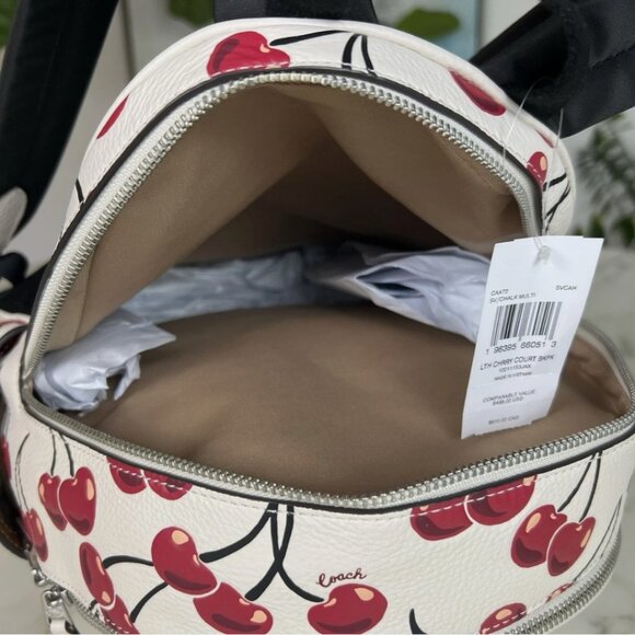 COACH Court Backpack Cherry Print Silver Red Multi-Leather main image 9